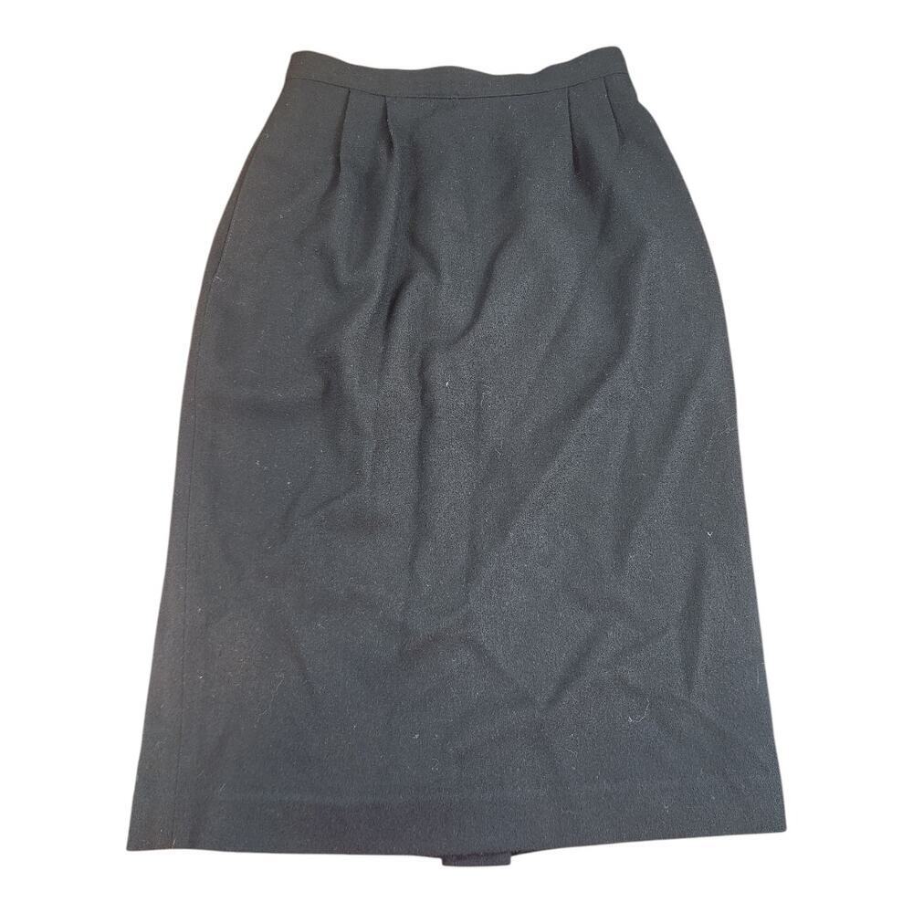 Jones 100% wool skirt sz 4 black pencil lined zip button slit office business